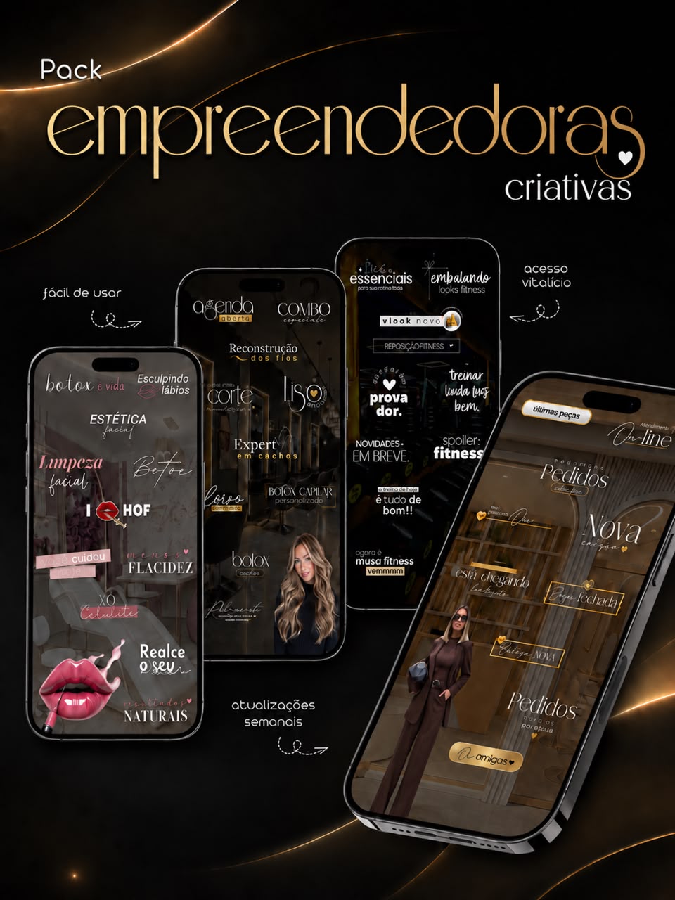 Mockup de Story do Instagram com figurinhas do Pack Empreendedoras Criativas